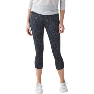 Lululemon True Self Crop II Samba Snake Battleship Black Leggings,  Yoga Pilates